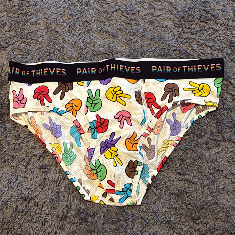 Pair of Thieves - Briefs - Large - pride peace sign